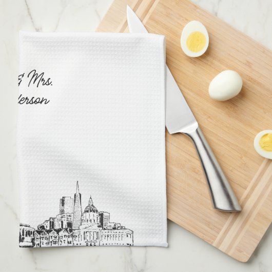 サンフランシスコ名前をカスタムするティータオルギフト キッチンタオル (四つ折り)