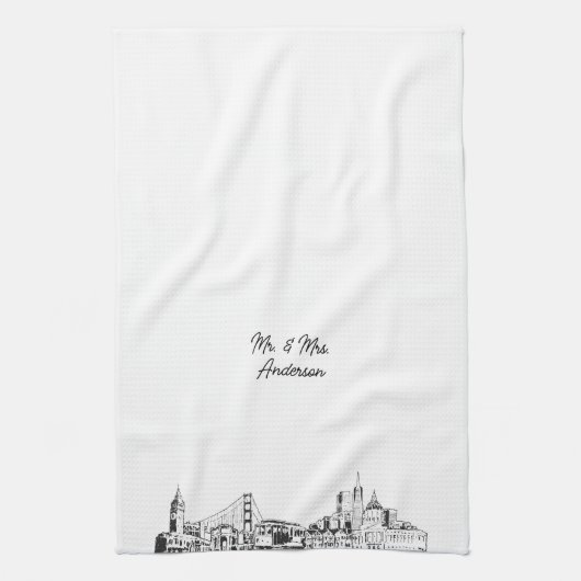 サンフランシスコ名前をカスタムするティータオルギフト キッチンタオル (縦)