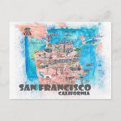 サンフランシスコ図解入りの、写真付きのの地図 ポストカード (正面)