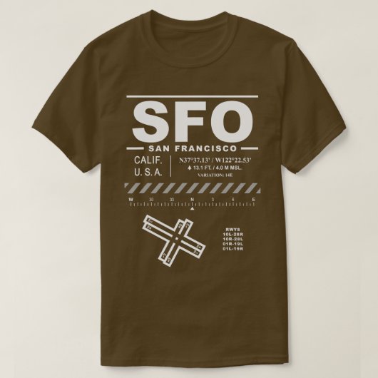 サンフランシスコ国際的エアポートカリフォルニアベイ Tシャツ (デザイン正面)
