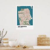 サンフランシスコ地図ポスター – カリフォルニアヴィンテージ地図 ポスター (キッチン)