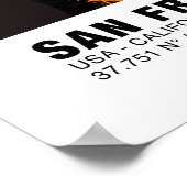 サンフランシスコ地図ポスター – カリフォルニア金ゴールド地図 ポスター (角)