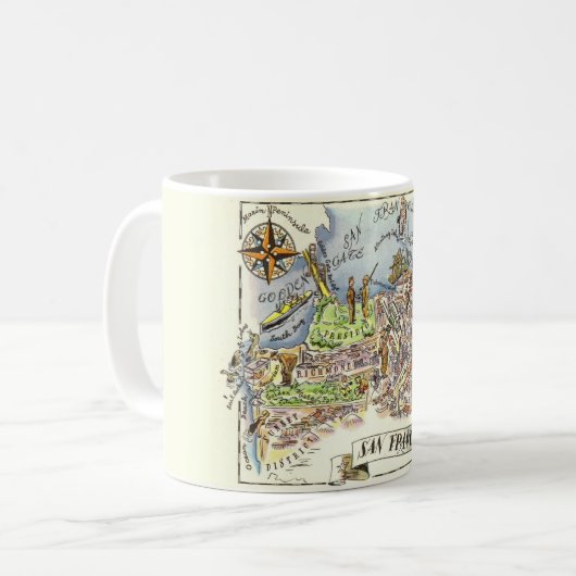サンフランシスコ地図マグ コーヒーマグカップ (正面左)