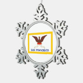 サンフランシスコ州旗、カリフォルニア州スノーフレーク・プーター スノーフレークピューターオーナメント (右)