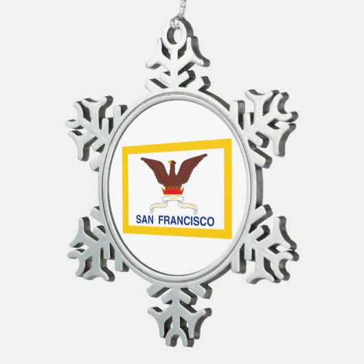 サンフランシスコ州旗、カリフォルニア州スノーフレーク・プーター スノーフレークピューターオーナメント (右)