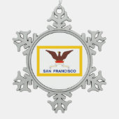 サンフランシスコ州旗、カリフォルニア州スノーフレーク・プーター スノーフレークピューターオーナメント (正面)