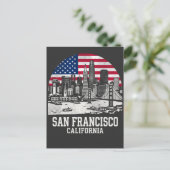 サンフランシスコ市カリフォルニアアメリカ国旗 ポストカード (スタンド正面)