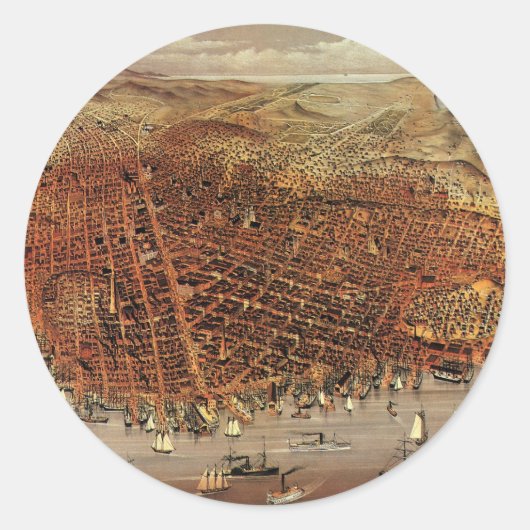 サンフランシスコ市カリフォルニア州の古地図航空図 ラウンドシール (正面)