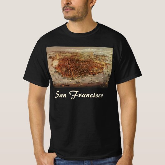 サンフランシスコ市カリフォルニア州の古地図航空図 Tシャツ (正面)