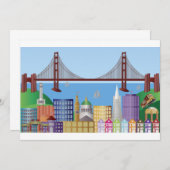 サンフランシスコ市スカイラインの絵を描くお誘い 招待状 (正面/裏面)