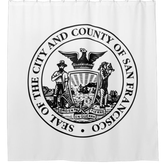 サンフランシスコ市印章(カリフォルニア州,アメリカ) シャワーカーテン (正面)