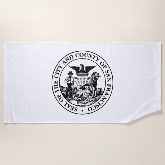 サンフランシスコ市印章(カリフォルニア州,アメリカ) ビーチタオル (正面)