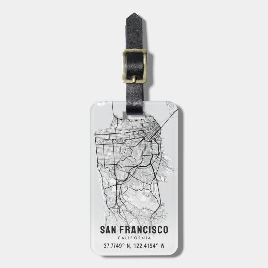 サンフランシスコ市地図と地形 ラゲッジタグ (正面縦)