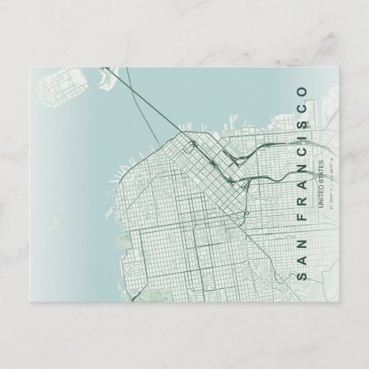 サンフランシスコ市地図ミニマルポストカード ポストカード (正面)