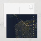 サンフランシスコ市地図ミニマルポストカード ポストカード (正面/裏面)