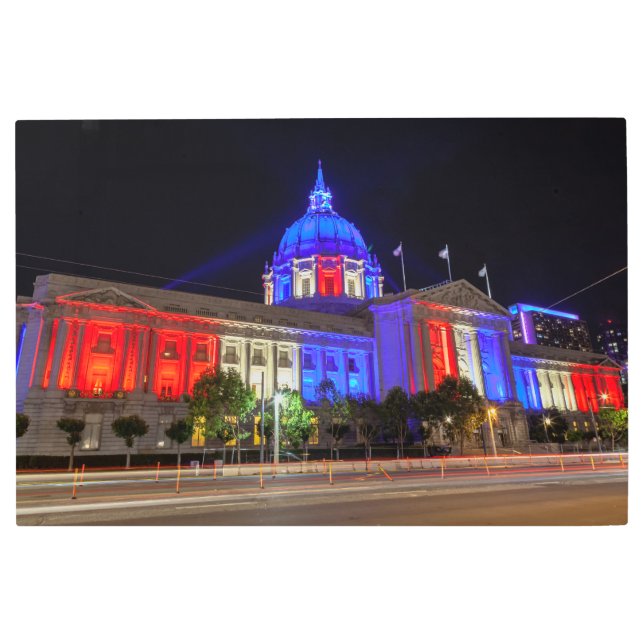 サンフランシスコ市役所のフラッグデー メタルプリント (正面)