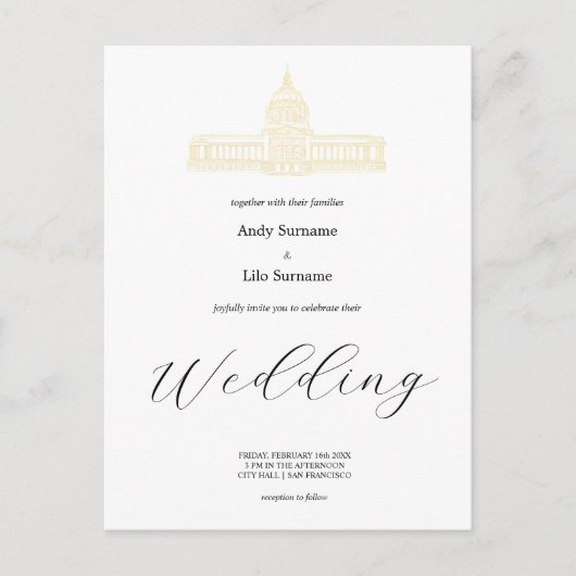 サンフランシスコ市役所結婚のポストカード ポストカード (正面)