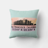 サンフランシスコ市街スカイライン緯度と経度 クッション (裏面)