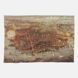 サンフランシスコ市、カリフォルニア州の古地図 キッチンタオル