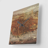 サンフランシスコ市、カリフォルニア州の古地図 スクエア壁時計 (傾斜)