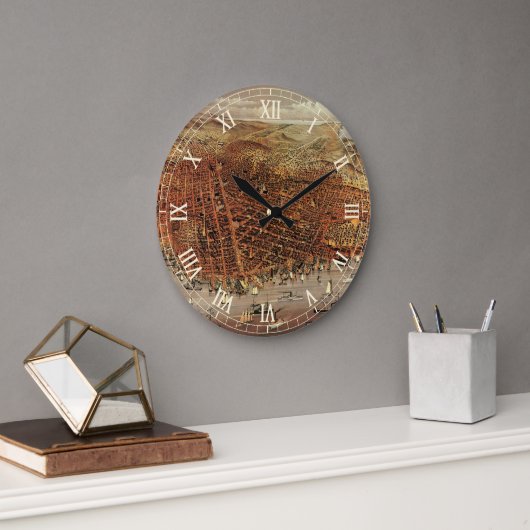 サンフランシスコ市、カリフォルニア州の古地図 ラージ壁時計 (オフィス)