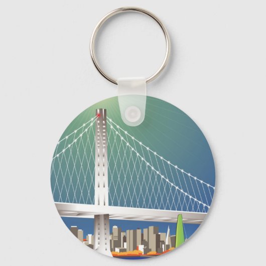サンフランシスコ新オークランドベイブリッジシティスケープ キーホルダー (正面)