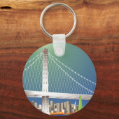 サンフランシスコ新オークランドベイブリッジシティスケープ キーホルダー (正面)