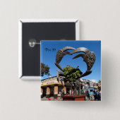 サンフランシスコ桟橋39カニ像ピンバックボタン 缶バッジ (正面&裏面)