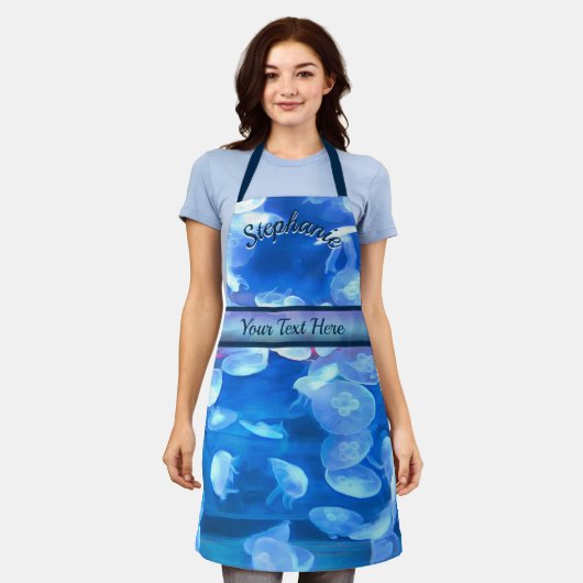 サンフランシスコ水族館クラゲ0925 エプロン (着用した状態)