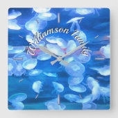 サンフランシスコ水族館クラゲ0925 スクエア壁時計 (正面)