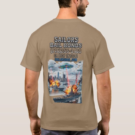サンフランシスコ湾でUFOが米海軍を攻撃 Tシャツ (裏面)