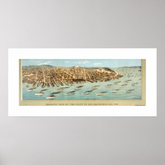 サンフランシスコ湾の艦隊を俯瞰する。 ポスター (正面)