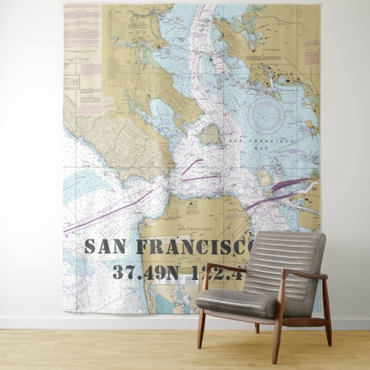 サンフランシスコ湾/マリン郡のCAのチャ航海のート タペストリー (インサイチュ)