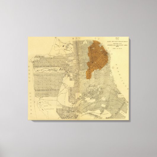 サンフランシスコ焼け地域， 1906 キャンバスプリント (正面)