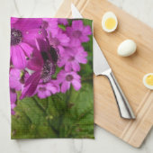 サンフランシスコ産の紫色の花 キッチンタオル (四つ折り)