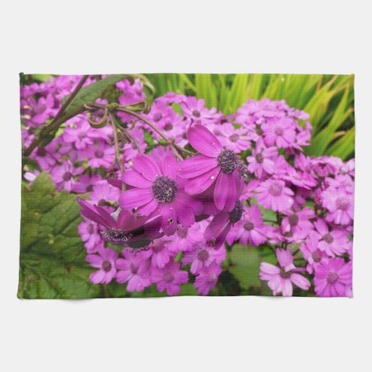 サンフランシスコ産の紫色の花 キッチンタオル (横)