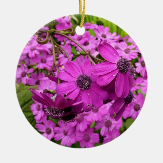 サンフランシスコ産の紫色の花 セラミックオーナメント (正面)