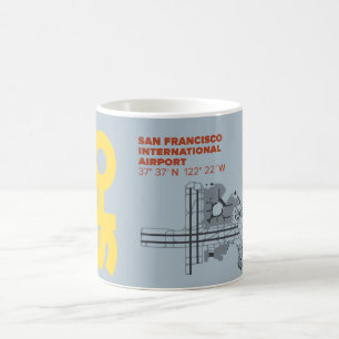 サンフランシスコ空港(SFO)図表の地図 コーヒーマグカップ