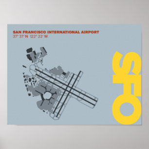 サンフランシスコ空港(SFO)図表ポスター ポスター