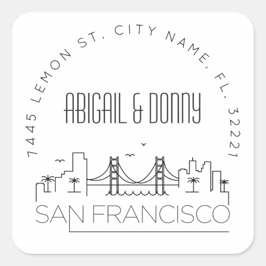 サンフランシスコ結婚の事前アドレス封筒用シール スクエアシール (正面)