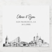 サンフランシスコ結婚シャンパパーソナライズされたンラベル スパークリングワインラベル (シングルラベル)