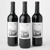 サンフランシスコ結婚式の引き出物ブラック&ホワイト ワインラベル (ボトル)