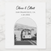 サンフランシスコ結婚式の引き出物ブラック&ホワイト ワインラベル (シングルラベル)