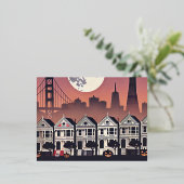 サンフランシスコ絵を描レデース 箔シーズンポストカード (立ち正面)