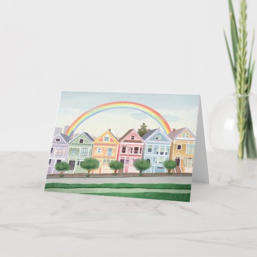 サンフランシスコ色彩の鮮やかパステルレディースカ空白のード カード (正面)