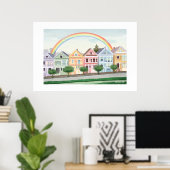 サンフランシスコ色彩の鮮やかパステルレディースラージプリント ポスター (ホームオフィス)