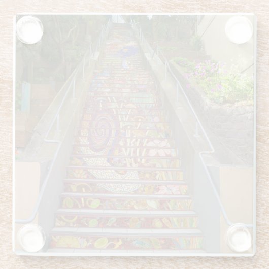 サンフランシスコ隠しガーデンステップ#1ガラスコースター ガラスコースター (裏面)