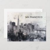 サンフランシスコ黒白の旅行はがき ポストカード (正面/裏面)