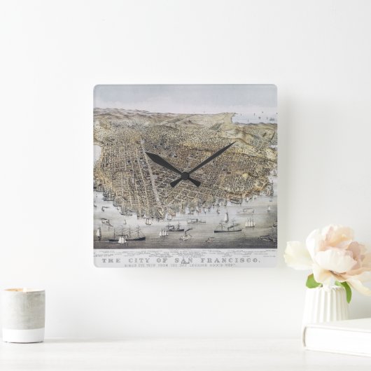 サンフランシスコ1878年の眺め スクエア壁時計 (ホーム)