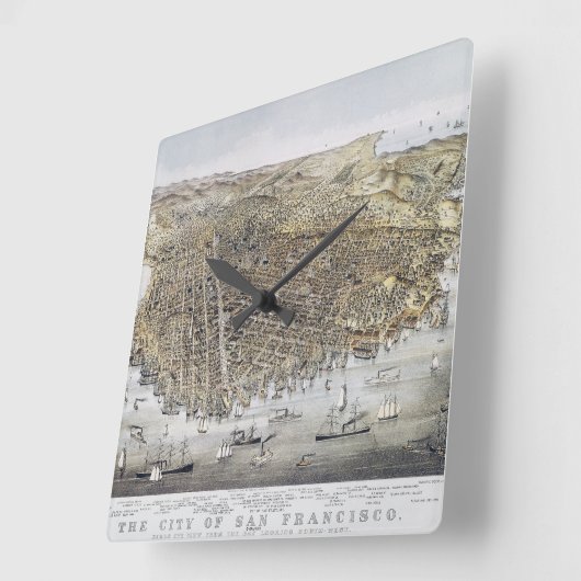 サンフランシスコ1878年の眺め スクエア壁時計 (傾斜)